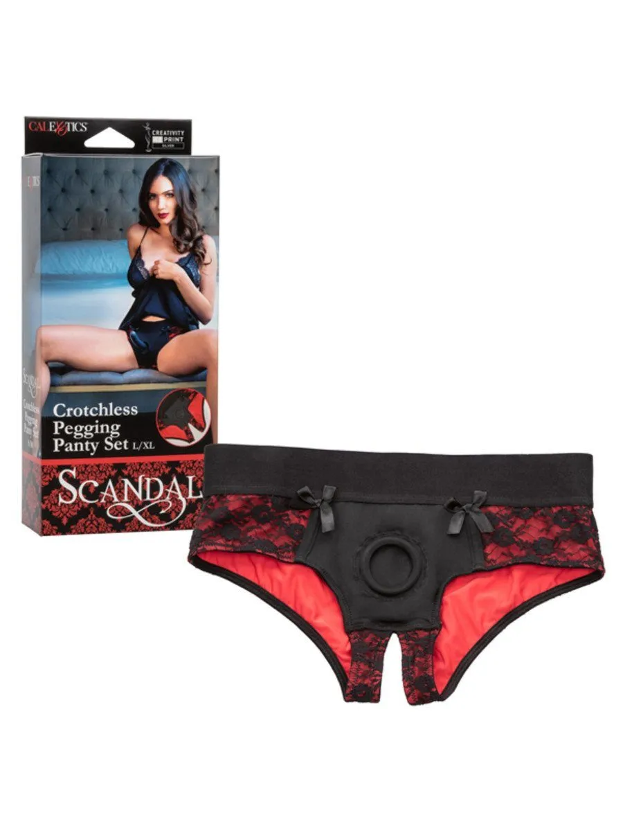 Scandal Crotchless Pegging Panty Set L/XL