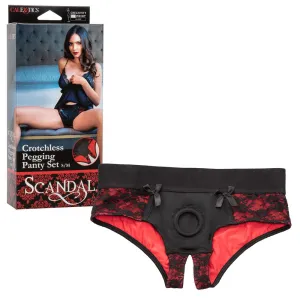 Scandal Crotchless Pegging Panty Set S/M