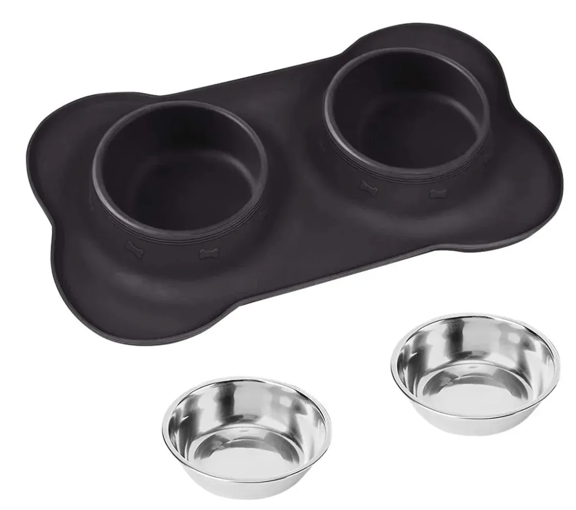 Silicone Placed Double Dog Bowls