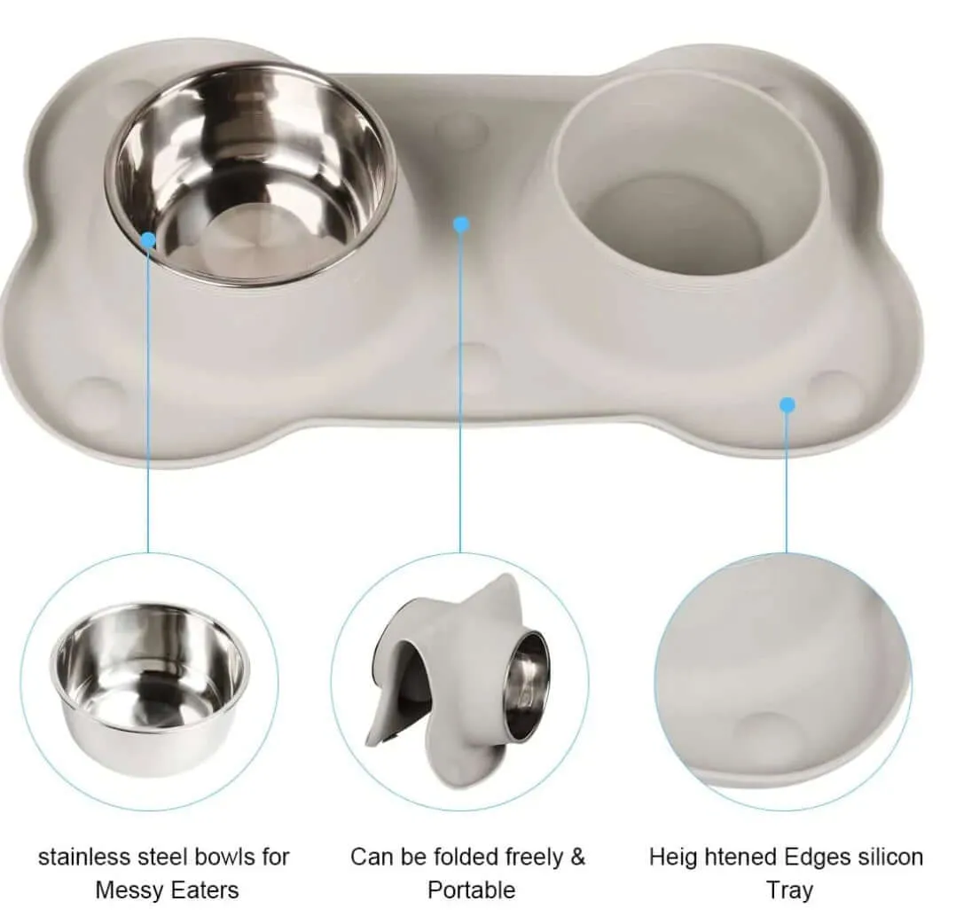 Silicone Placed Double Dog Bowls