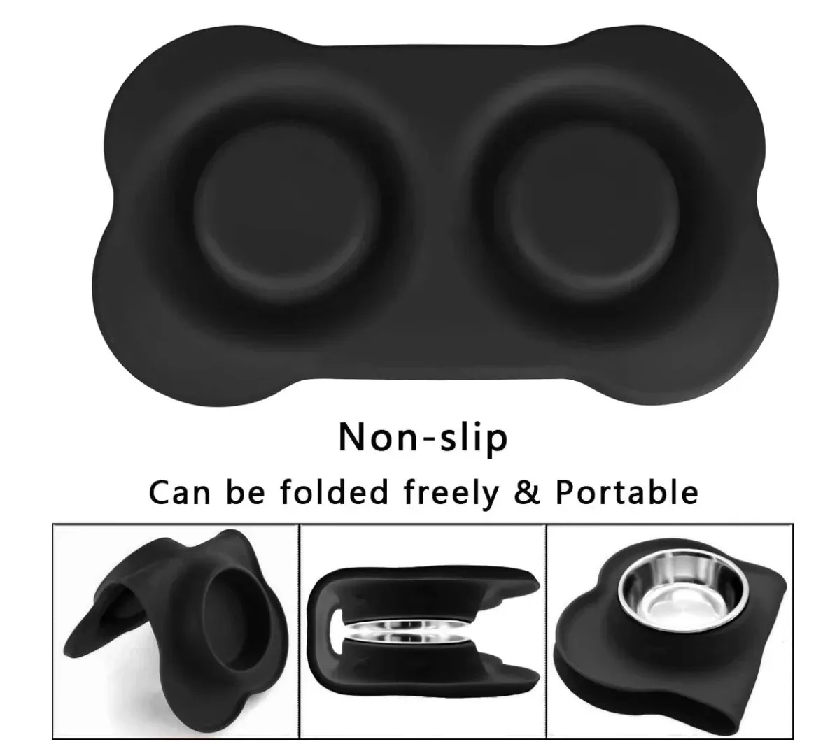 Silicone Placed Double Dog Bowls