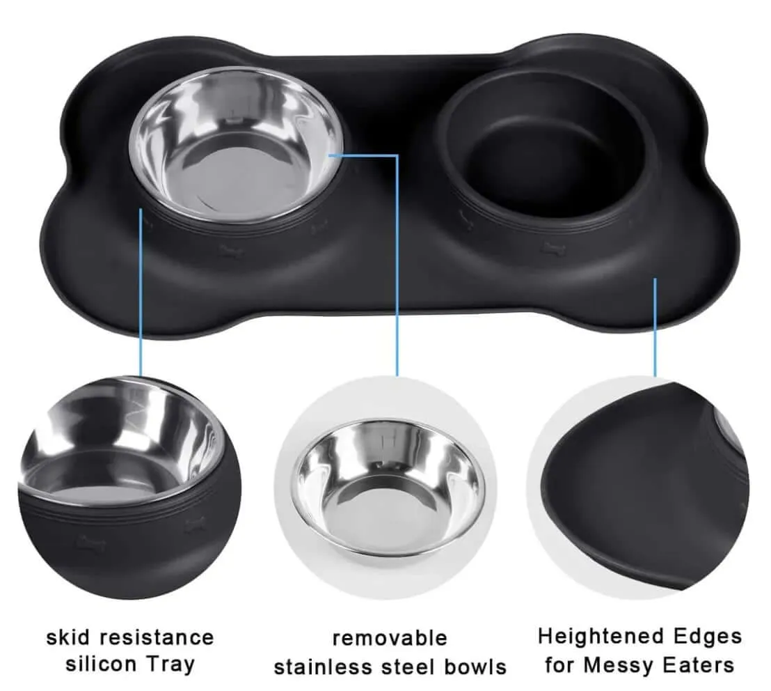 Silicone Placed Double Dog Bowls