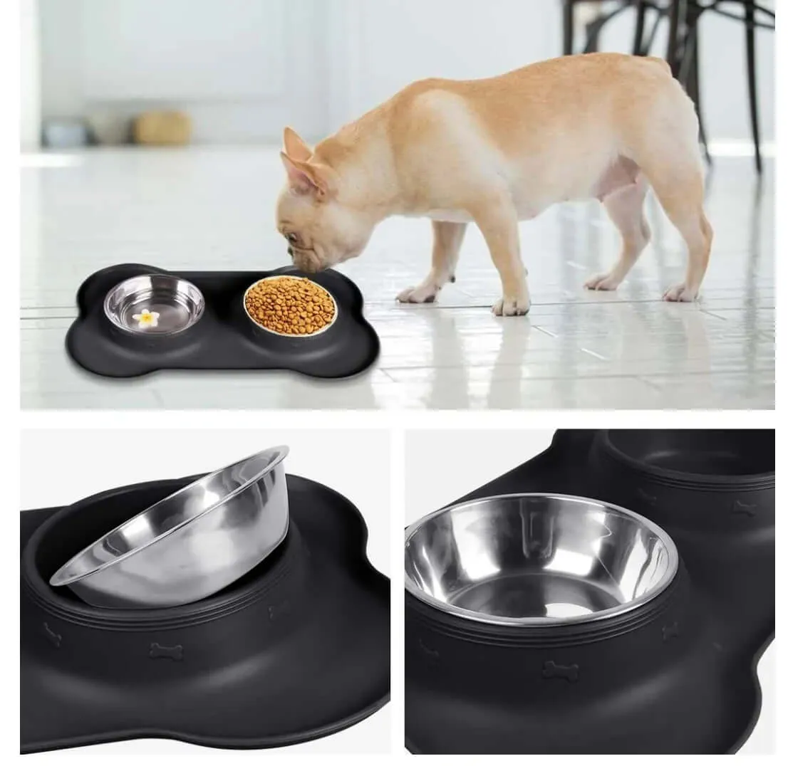 Silicone Placed Double Dog Bowls