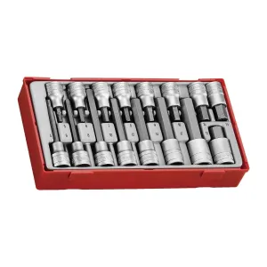 Teng Tools 16 Piece 1/2 Inch Drive Hex Bit Socket Set Tool Tray - TTHEX16