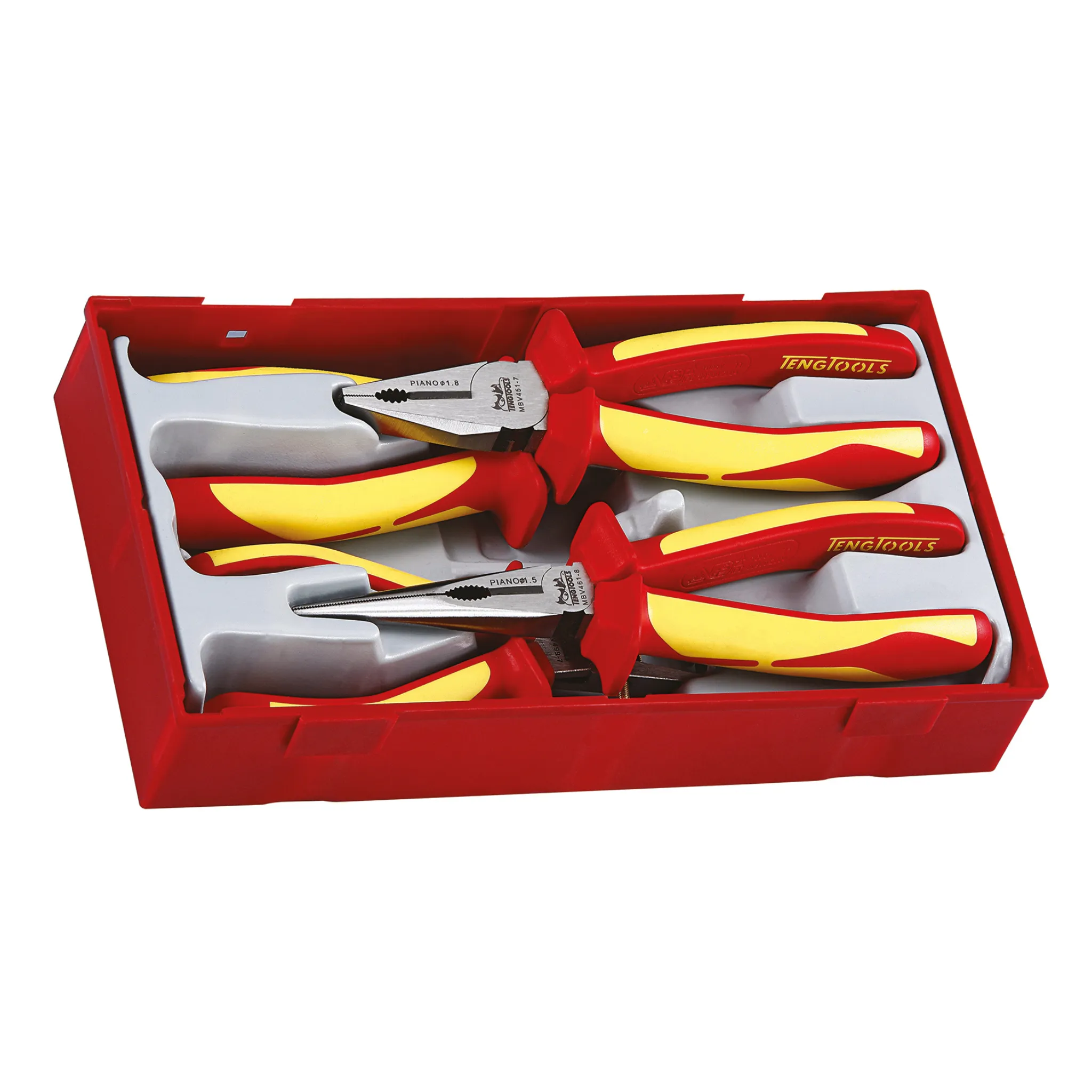 Teng Tools 37 Piece 1000 Volt Insulated 3/8 Inch Drive Socket, Plier, Torque Screwdriver & Mixed Screwdriver Portable Mechanics Tool Kit - TC-6T02