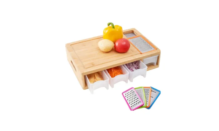 Three Drawers Bamboo Chopping Board - Fine Living