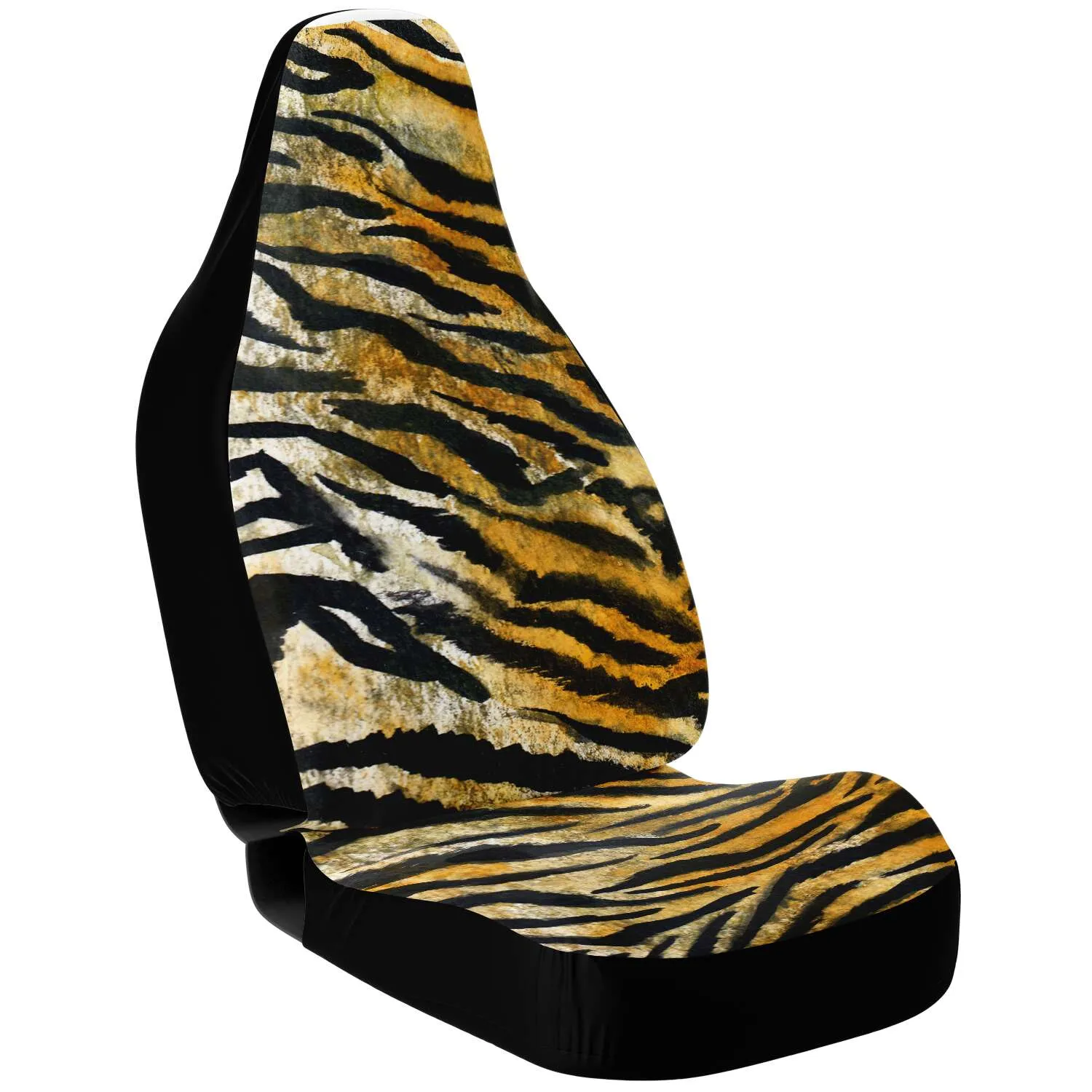 Tiger Stripe Car Seat Covers, Orange Tiger Animal Print Washable Car Accessories (2 Pack)