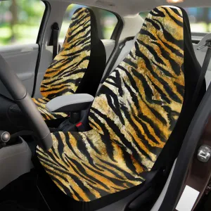 Tiger Stripe Car Seat Covers, Orange Tiger Animal Print Washable Car Accessories (2 Pack)