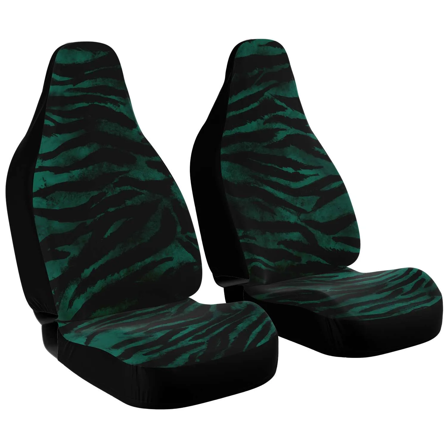 Tiger Stripe Print Car Seat Covers, (2 Pack) Designer Tiger Animal Print Luxury Car Accessories