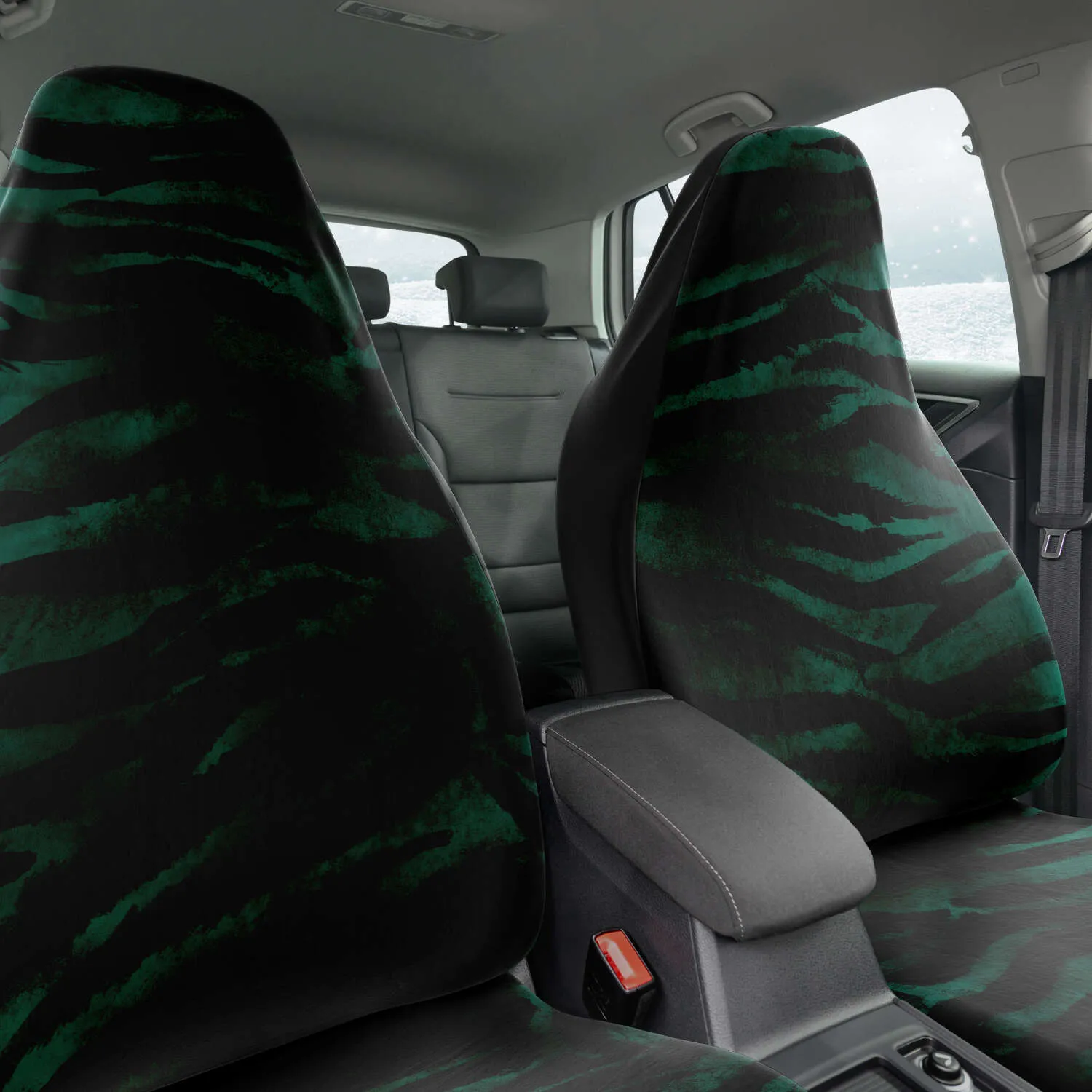 Tiger Stripe Print Car Seat Covers, (2 Pack) Designer Tiger Animal Print Luxury Car Accessories