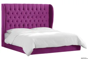 Vienna Velvet Upholstered Winged Bed - Boysenberry