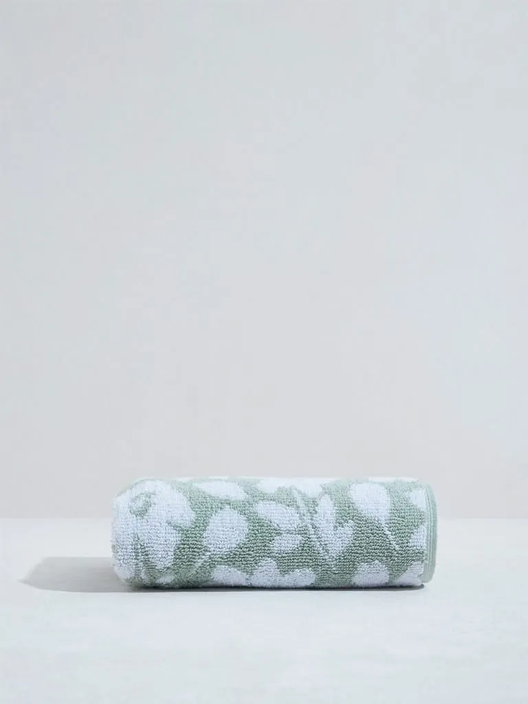 Westside Home Green Floral Hand Towel