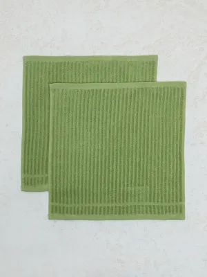 Westside Home Lime Self-Striped Face Towel - (Set of 2)